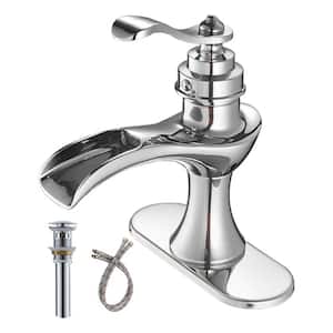 Single Handle Single Hole Bathroom Faucet Pop-Up Drain Included and Supply Lines in Brushed Nickel