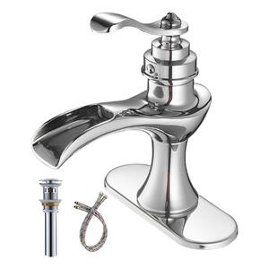 Single Handle Single Hole Bathroom Faucet Pop-Up Drain Included and Supply Lines in Polished Chrome