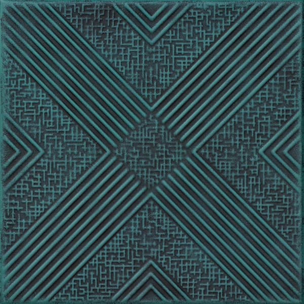 A La Maison Ceilings Hidden Treasure Antique Green 1.6 ft. x 1.6 ft. Decorative Foam Glue Up Ceiling Tile (21.6 sq. ft./case)
