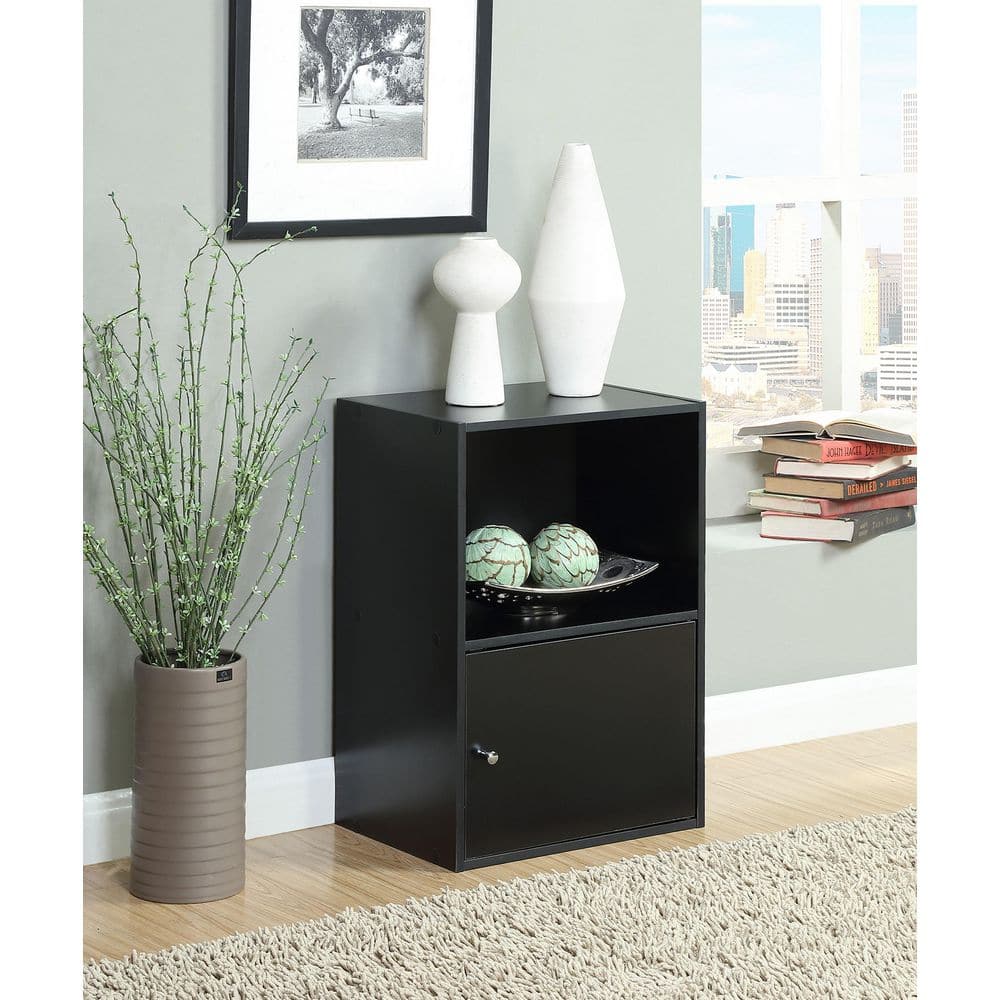 Black Compact Office Storage Cabinet with Chrome Knob