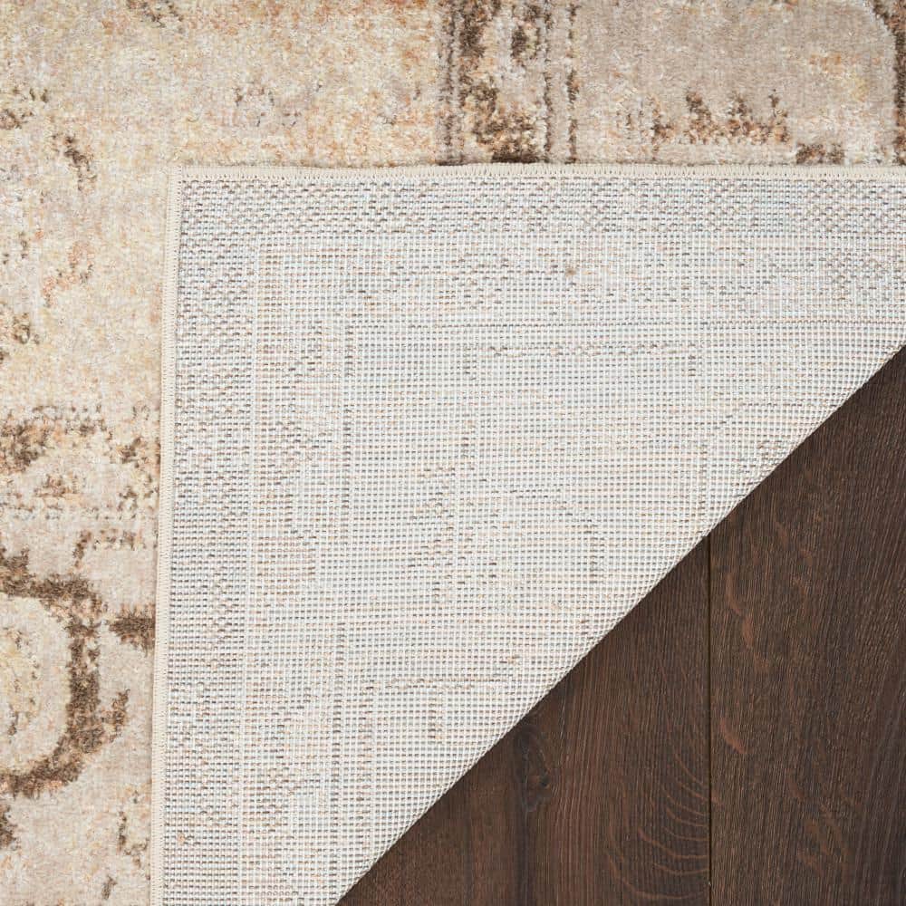 Astra Beige Floral Synthetic Rectangular Washable Area Rug