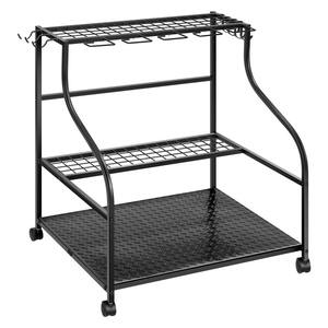 Steel Garden Tool Rack for Garage Shed with Wheels
