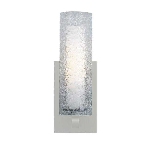 Generation Lighting Mini-Rock Candy Cylinder 1-Light Satin Nickel Halogen Wall Light with Clear Shade