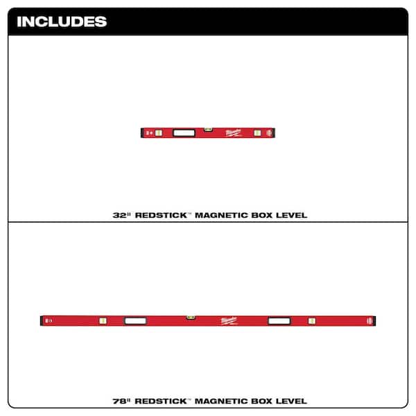78 in./32 in. REDSTICK Magnetic Box Level Jamb Set