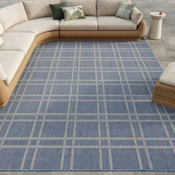 Nourison Horizon Indoor/Outdoor Navy 8 ft. x 10 ft. Geometric