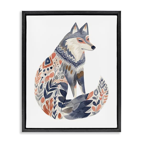 Stupell Industries Scandinavian Style Wolf by LSR Design Studio Black Floater Frame Animal Graphic Art Print 21 in. x 17 in.