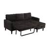 HOMEFUN 73 in. Modern Black Chenille Pull Out Sleeper Sectional Sofa Bed with Side Hidden Table and Storage Chaise HFHDSN-763BK-S1