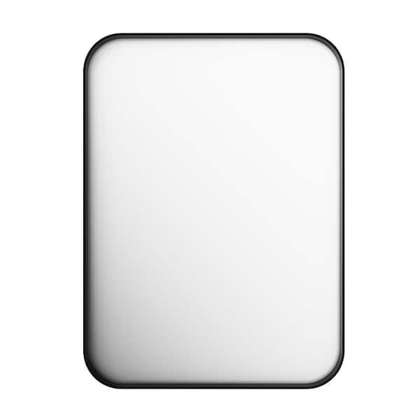 40 in. W x 60 in. H Rectangular Aluminum Framed Modern Silver Rounded Wall Mirror