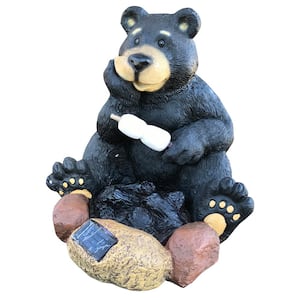 10.8 in. H Solar Powered LED Resin Bear Roasting Marshmallows