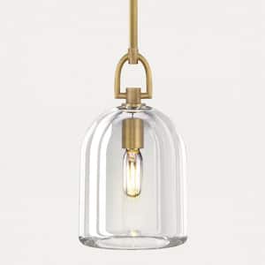 1-Light Dimmable Botanist Cloche K9 Crystal Pendant Light, Brass Kitchen Island Pendant Light, for Bedroom, Living Room