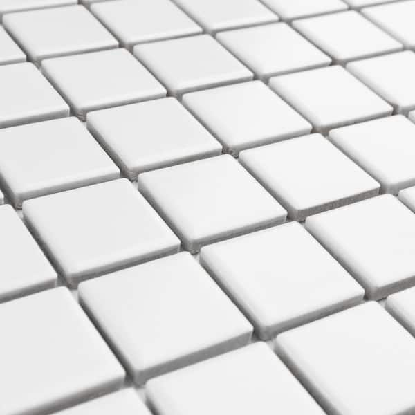 Simple White 1x1 Square Ceramic Mosaic Matte – Tilezz