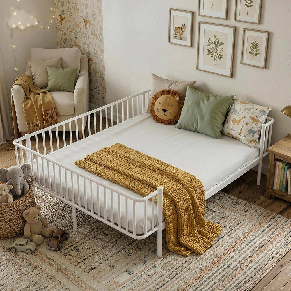 White Queen Size Metal Frame Daybed with Sturdy Steel Slat Support price history on PriceWatchPro
