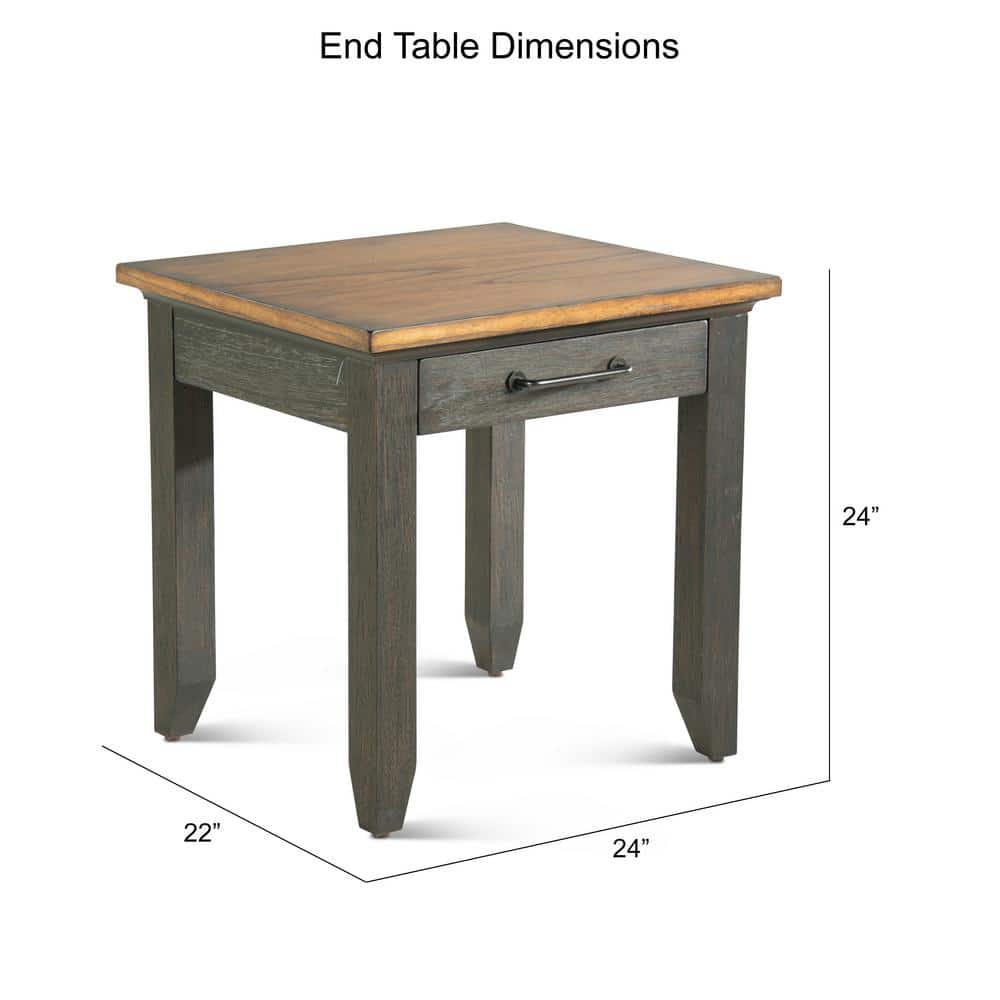 Bear Creek 24" Black and Brown Rustic End Table with Storage