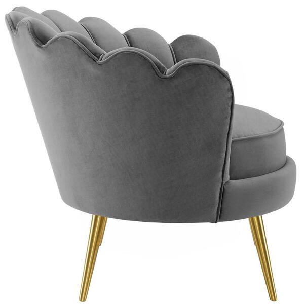 MODWAY Admire Gray Scalloped Edge Performance Velvet Accent