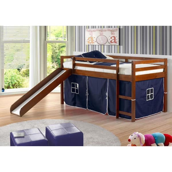 Loft bed with slide deals and tent