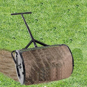 50 lbs. 24 in. W x 16 in. Dia Black Heavy-Duty Metal Handheld Compost Spreader Peat Moss Spreader for Manure, Topsoil