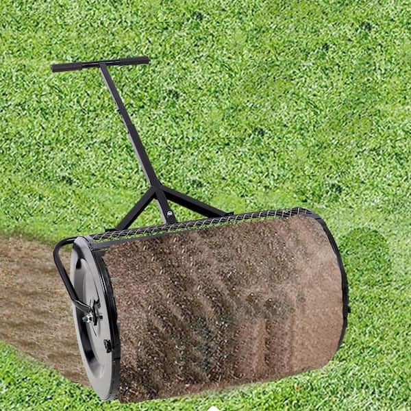 50 lbs. 24 in. W x 16 in. Dia Black Heavy-Duty Metal Handheld Compost Spreader Peat Moss Spreader for Manure, Topsoil