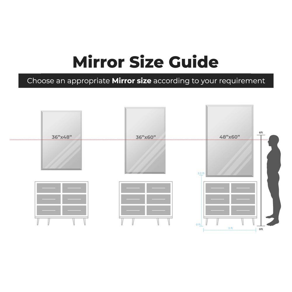 Elegant 36x48 Beveled Edge Frameless Rectangular Wall Mirror
