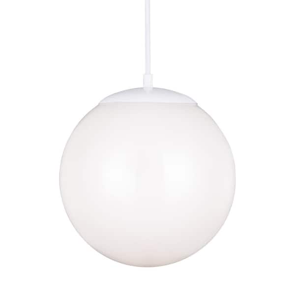 Generation Lighting Hanging Globe 1-Light White Pendant with LED Bulb