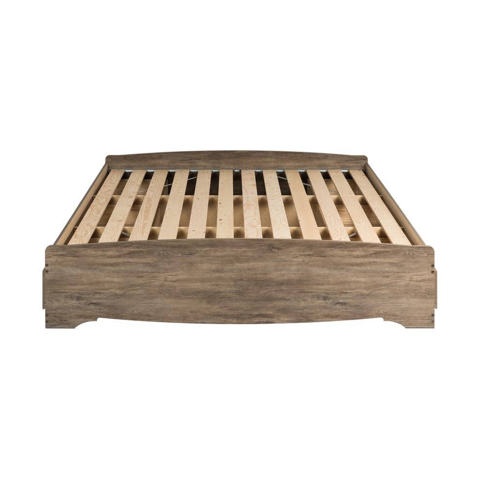 Coastal Drifted Gray King Platform Bed with 6 Storage Drawers