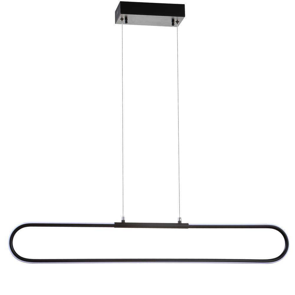Ned Minimalistic 39" Black Metal Adjustable LED Linear Pendant