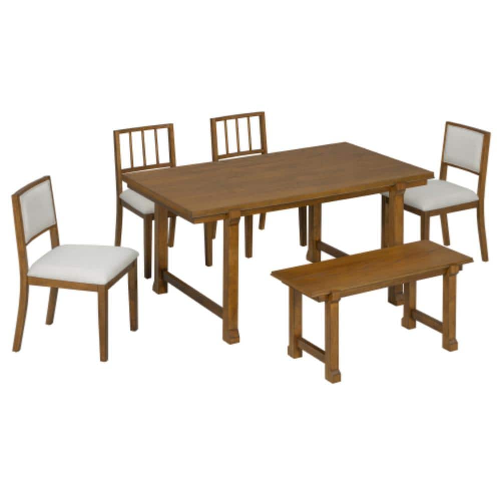 6-Piece Solid Wood Outdoor Conversation Patio Furniture Set with Beige Cushions price history on PriceWatchPro
