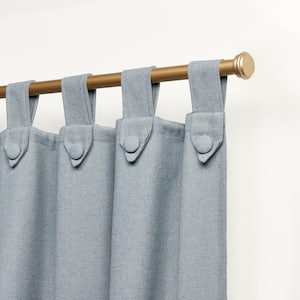 Peterson Slate Blue Solid Light Filtering Tuxedo Tab Top Curtain, 54 in. W x 108 in. L (Set of 2)