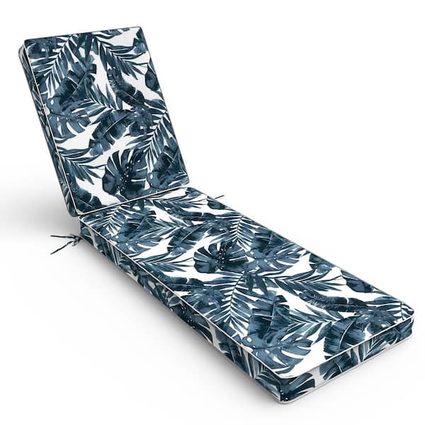 Outdoor Chaise Lounge Cushion 72 x 21 x 3  in. Water Resistant Patio Lounge Chair Cushion Palm Blue