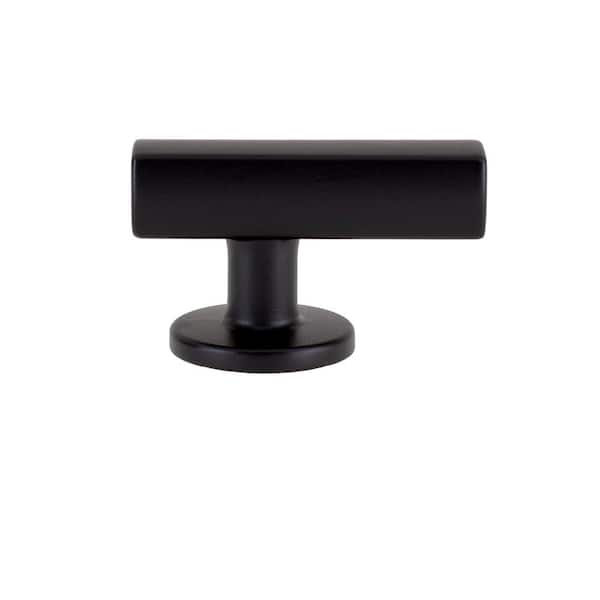 5-Pack Flynn 1-7/8 in. (48 mm) Modern Matte Black Off-Centered Bar Cabinet Knob