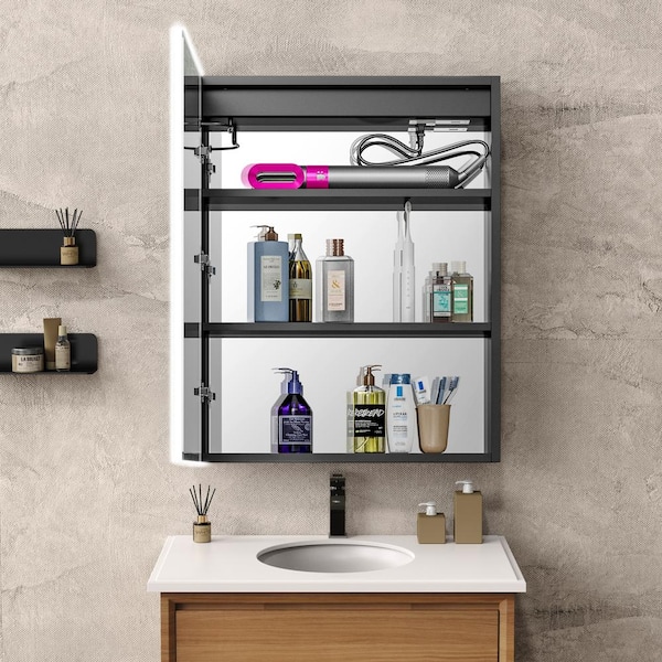 Dropship 20 X 28 Inch Bathroom Medicine Cabinet With Mirror Wall Mounted  LED Bathroom Mirror Cabinet With Lights, Anti-Fog, Waterproof,  Dimmable,3000K~6000K, Single Door,Touch Swich, Storage Shelves to Sell  Online at a Lower