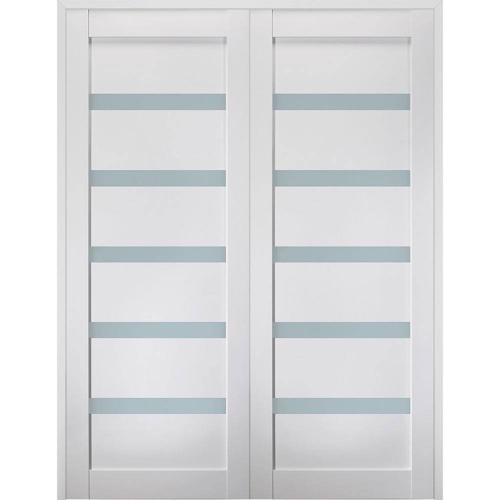 Bianco Noble 36" Frosted Glass and Pine Prehung French Door