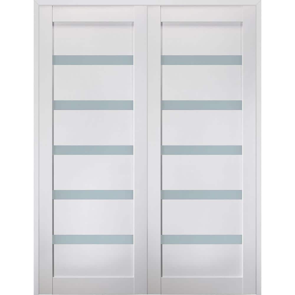 Leora 60 in.x 95.25 in. Both Active 7-Lite Frosted Glass Bianco Noble Finished Wood Composite Double Prehung French Door price history on PriceWatchPro