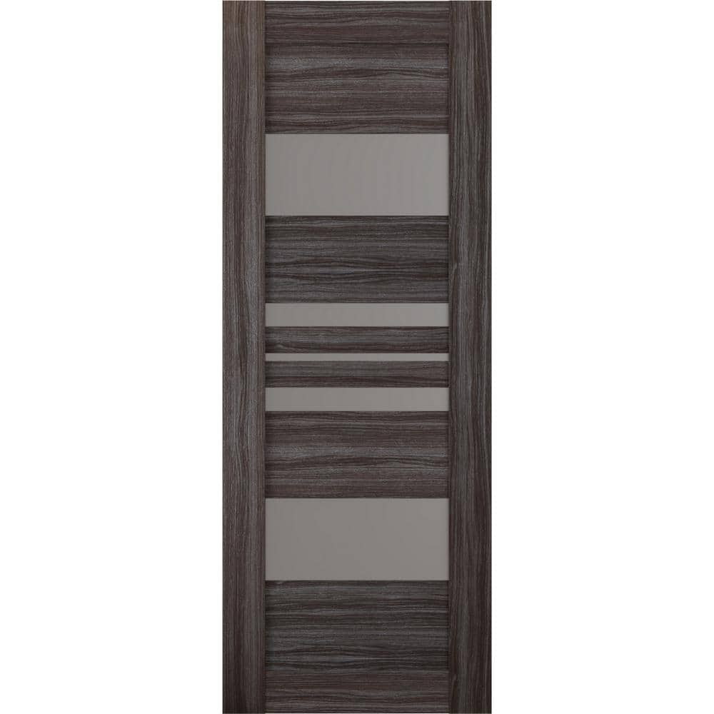 Romi 32 in. x 80 in. No Bore Solid Core Gray Oak Finished Frosted Glass 5-Lite Wood Composite Interior Door Slab price history on PriceWatchPro