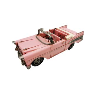 Pink 12.5 x 5 x 4.75 in. Classic Convertible Car Metal Model