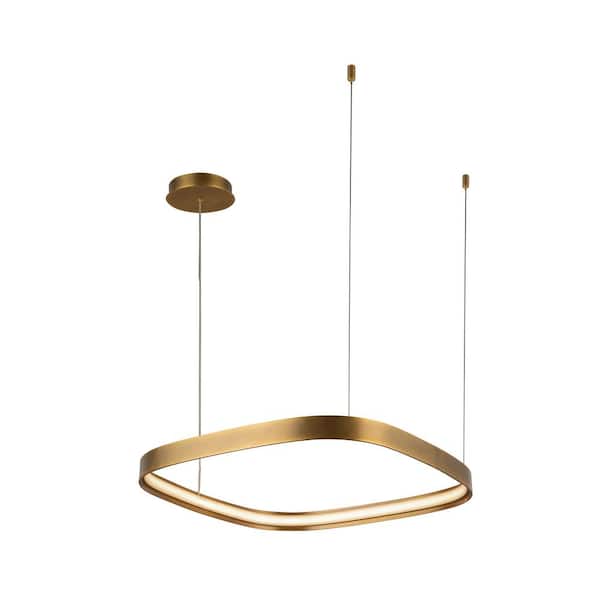 KUZCO Yukon 19 in. 1 Light Vintage Brass Integrated LED Pendant Light