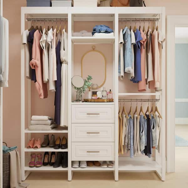 CLOSETS By LIBERTY 68.5 in. W White Adjustable Tower Wood Closet System  with 3 Drawers and 11 Shelves HS56700-RW-06 - The Home Depot