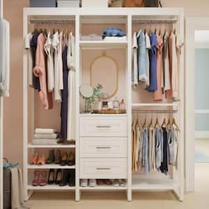 68.5 in. W White Adjustable Tower Wood Closet System with 3 Drawers and 11 Shelves