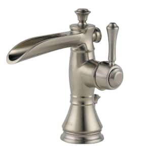 Cassidy Single Hole Single-Handle Open Channel Spout Bathroom Faucet with Metal Drain Assembly in Stainless