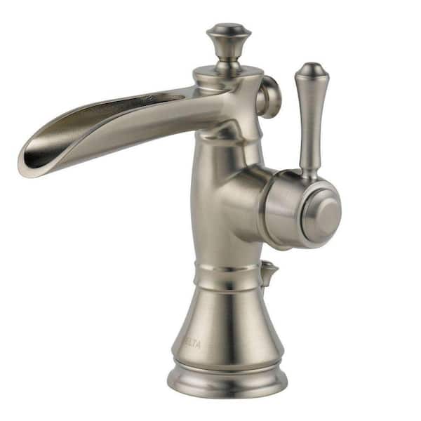 Delta Cassidy Single Hole Single-Handle Open Channel Spout Bathroom Faucet with Metal Drain Assembly in Stainless