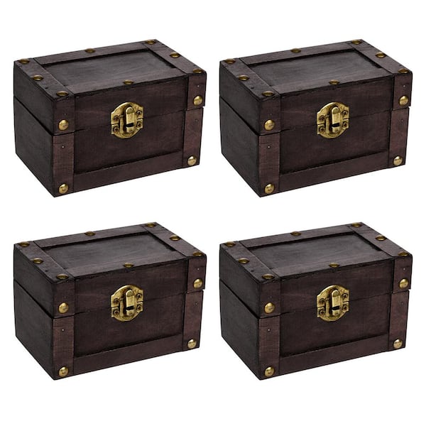 Wood and Leather Decorative Chest by Trademark Innovations X-Large