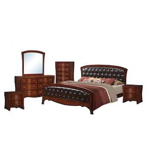Jansen 6-Piece Medium Espresso King Panel Bedroom Set