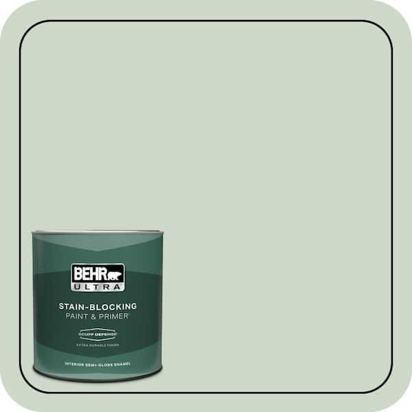 BEHR ULTRA 1 qt. #450E-2 April Mist Extra Durable Semi-Gloss Enamel Interior Paint & Primer