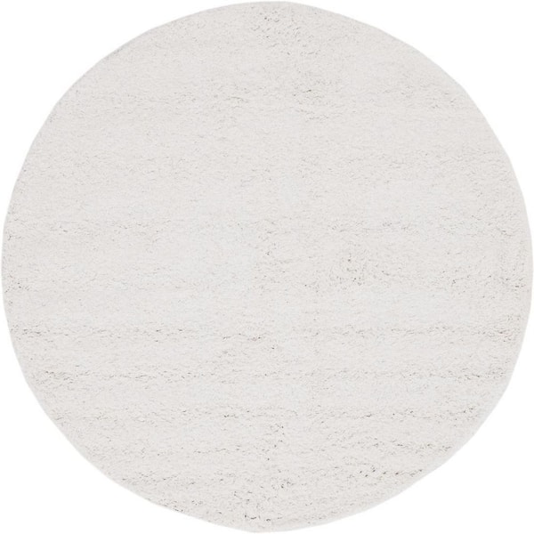 Unique Loom Davos Shag White 3 ft. x 3 ft. Round Area Rug