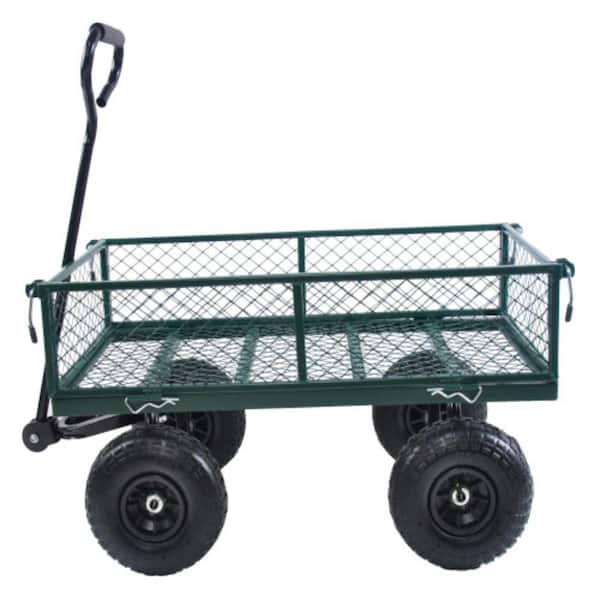 Alpulon 4 cu. ft. Green Steel Wagon Garden Cart