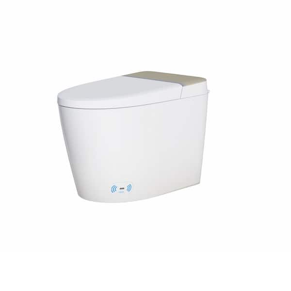 Elongated Tankless Smart Toilet in White with Built-in Bidet Seat,Closing and Flushing,Heated Seat,Remote Control