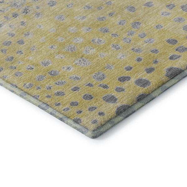Mayfield Premium Machine Washable Abstract AMF1366 Gold 2 ft. 3 in. x 7 ft. 6 in. Runner Rug