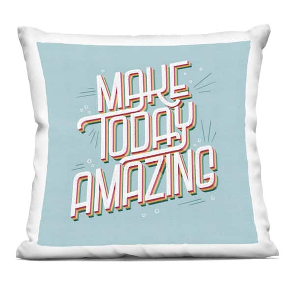 Stupell Industries Vintage Make Today Amazing Blue Abstract Polyester 18 in. X 18 in. Throw Pillow