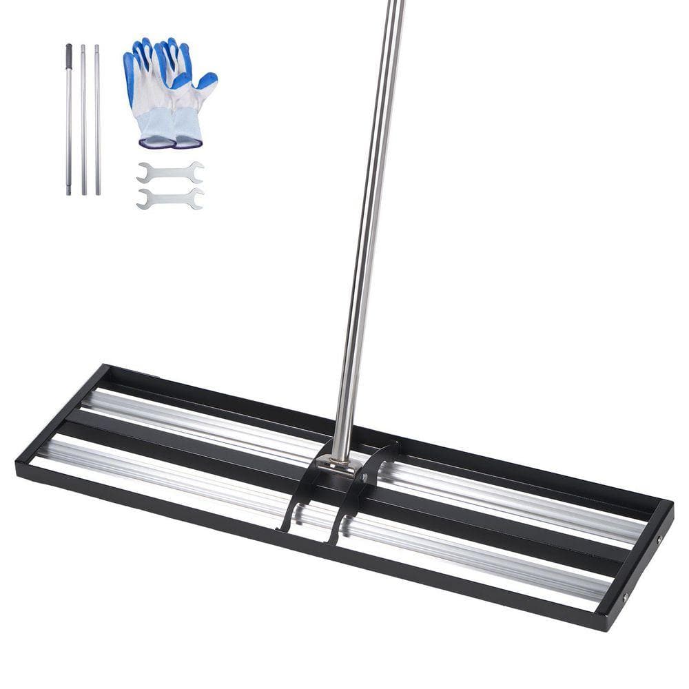 VEVOR 83.9 in. Stainless Steel Handle Landscape Rake, 48 x 10 in. Lawn Leveler with Roller (fvGcxCGi8gZduOp)