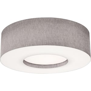 30 in. 60-Watt Integrated LED Flush Mount with Gray Fabric Shade