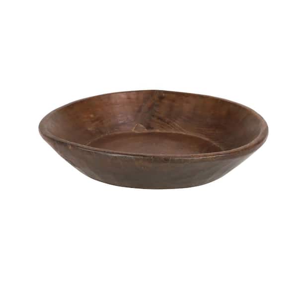 Brown Extra Large Hand Carved Wood Bowl, Large Wooden Salad Bowl 20 Inch